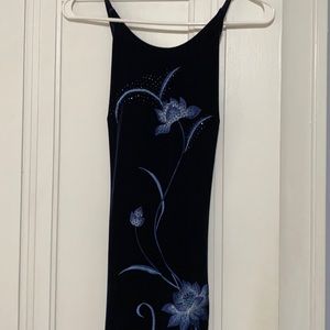 Pretty navy blue soft spaghetti criss cross back